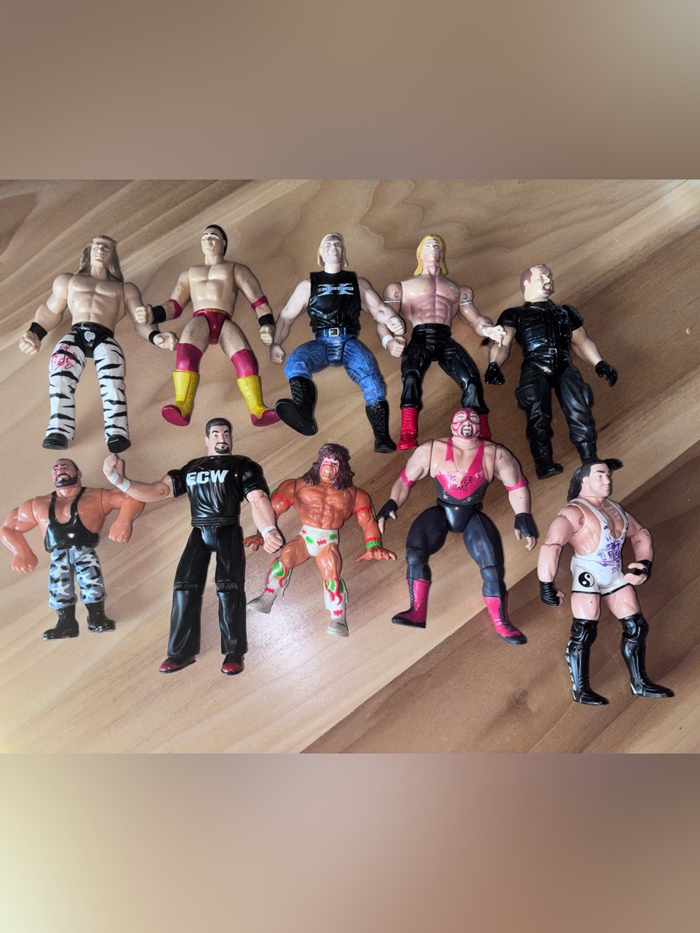 Vintage 1990s WWF/WCW 10 Professional Action Figures Great!